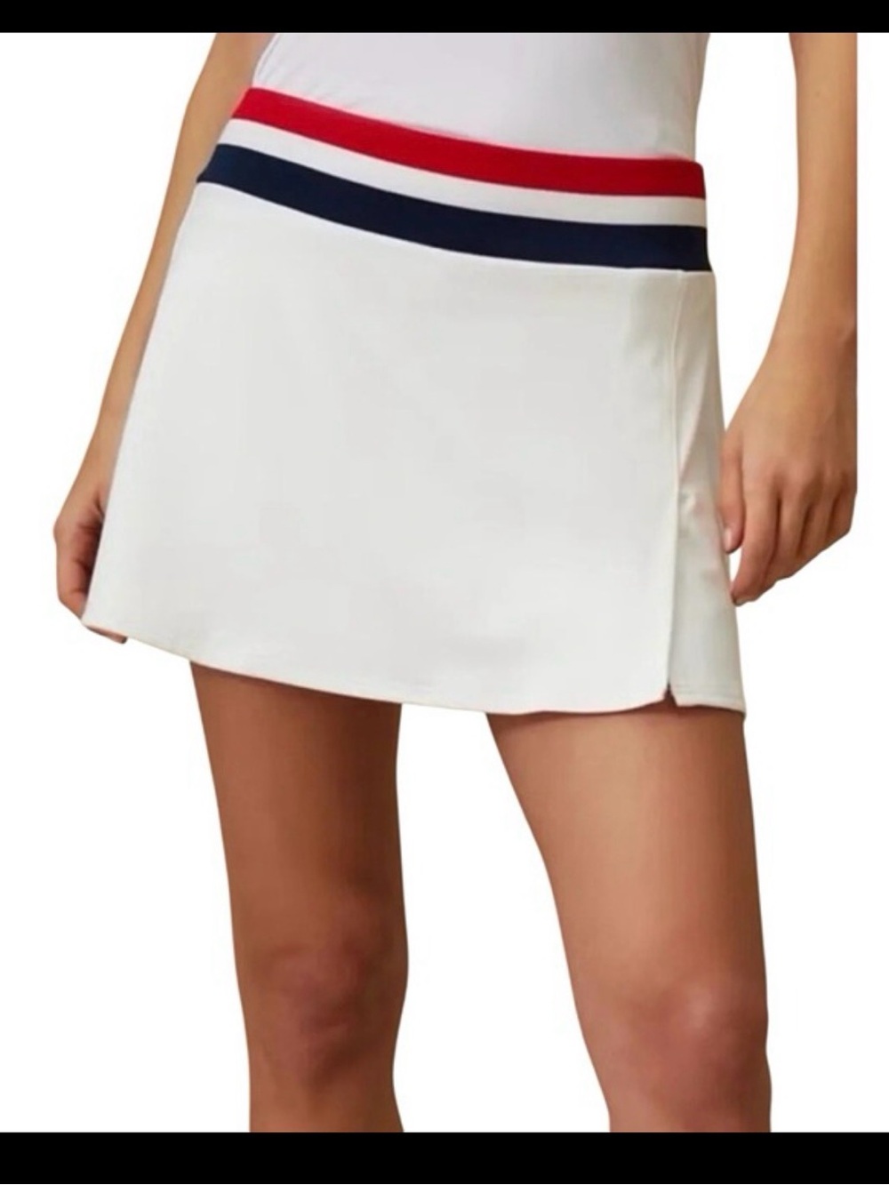 Tuckernuck White Mini Skirt with Red and Navy Stripe Waistband